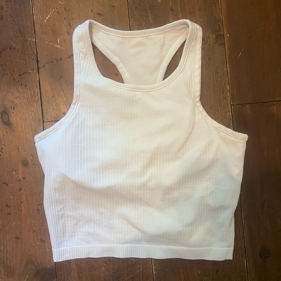 lululemon athletica white cropped ebb to street tank size 10 - Picture 1 of 4
